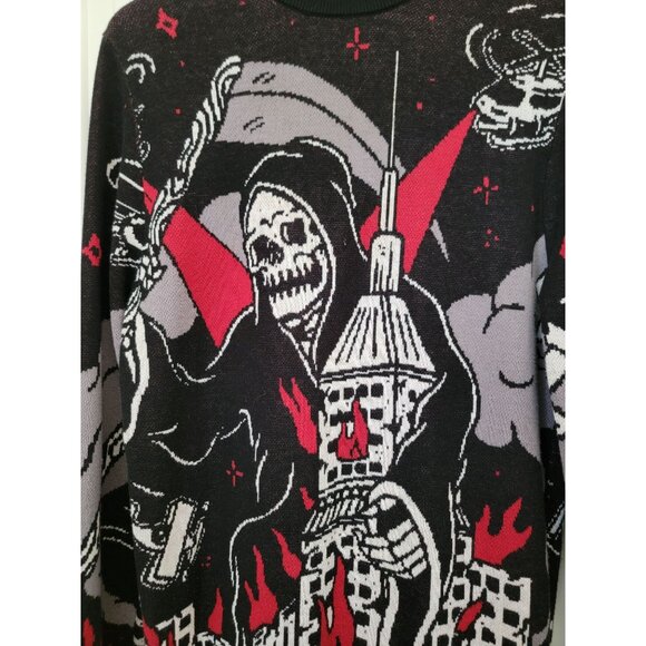 Lurking Class DESTROY Grim Reaper City Knit Streetwear Crewneck Sweater S - Picture 3 of 7